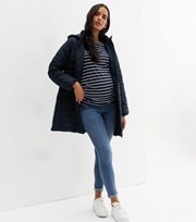 New Look Maternity Navy Long Hooded Puffer Jacket